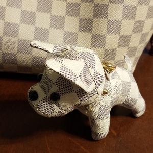 Damier Azur dog key chain